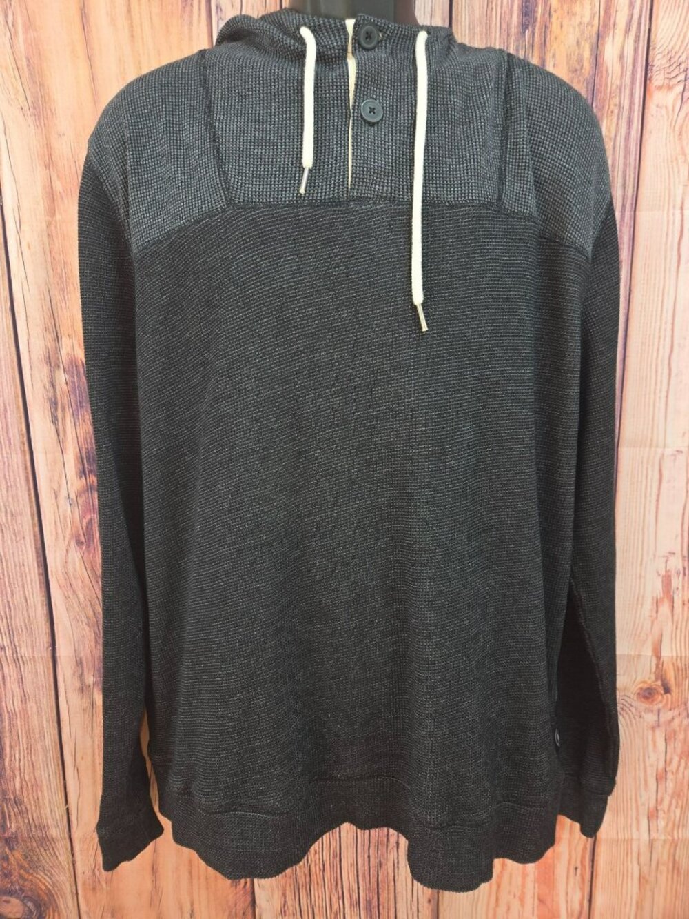 Express Mens Hooded Black Waffle Knit Sweater XL